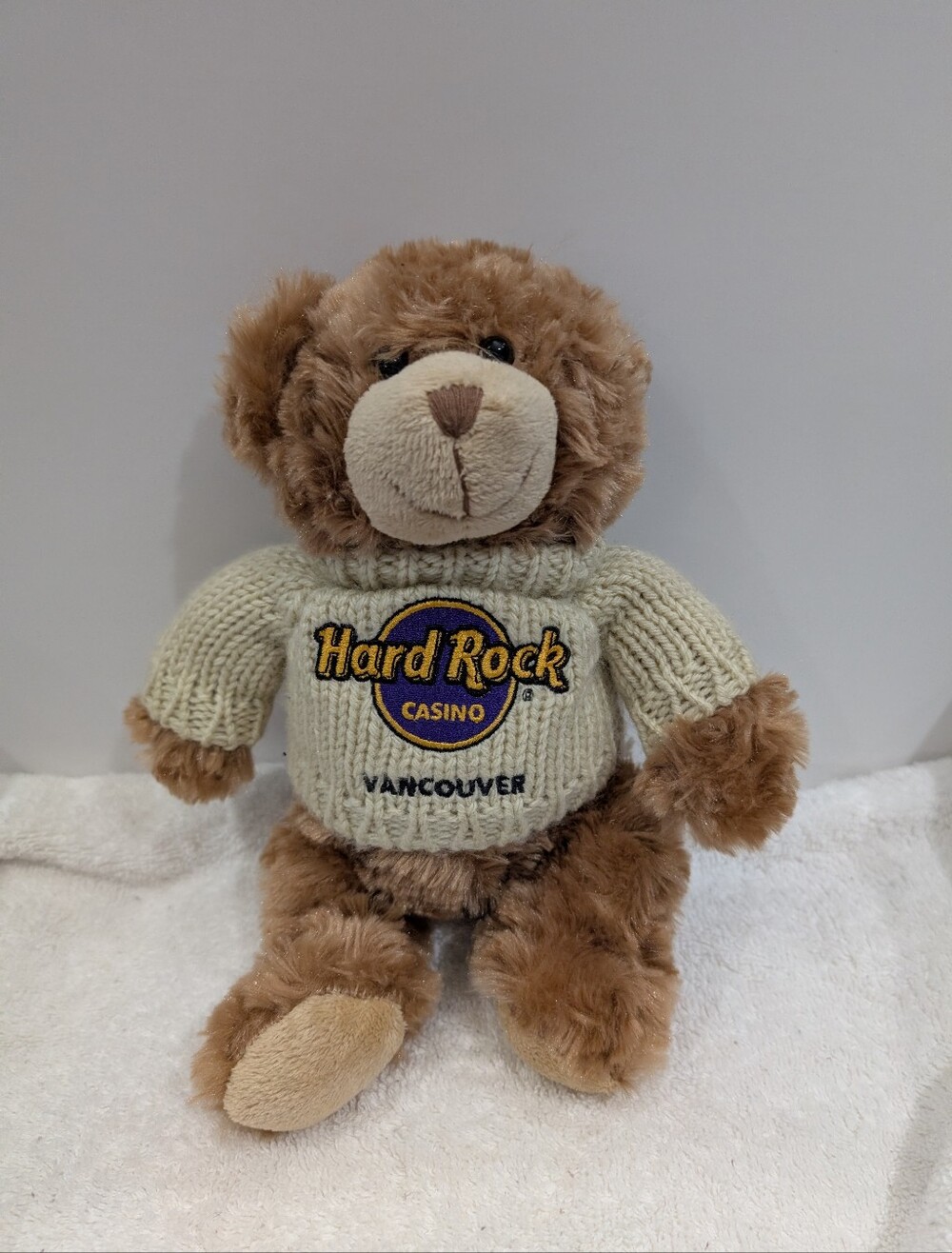 Hard Rock Casino Vancouver Bear Plush in Cream Sweater